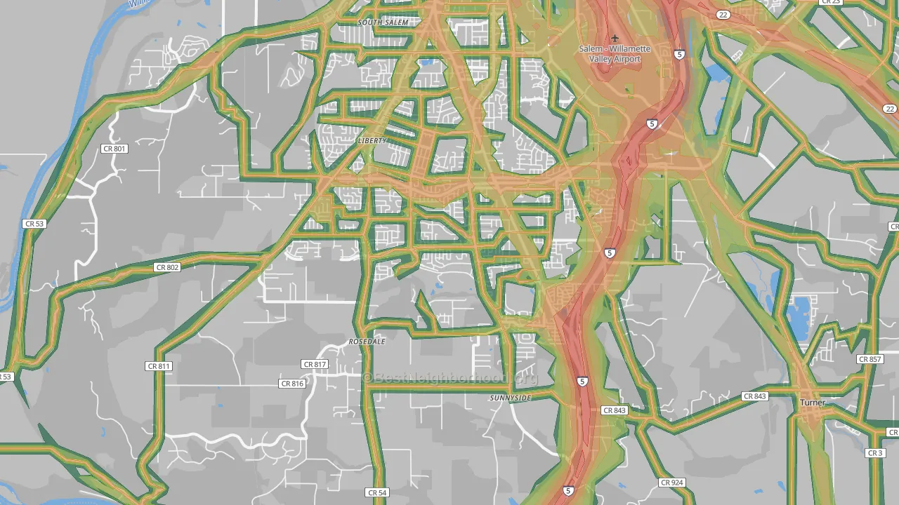 97306, OR Map of Noise Levels in 97306