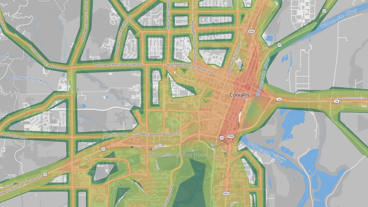 97331, OR Map of Noise Levels in 97331