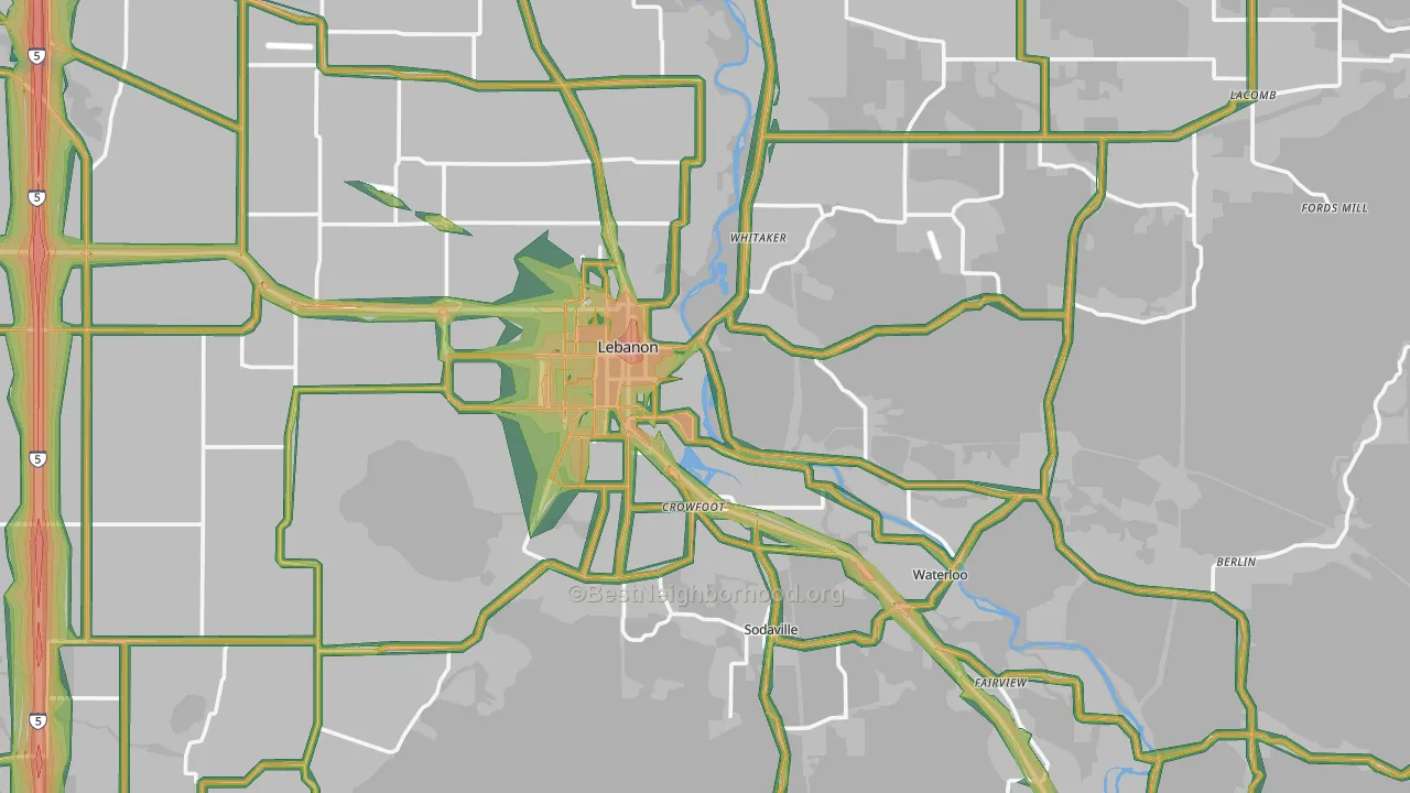 97355, OR Map of Noise Levels in 97355