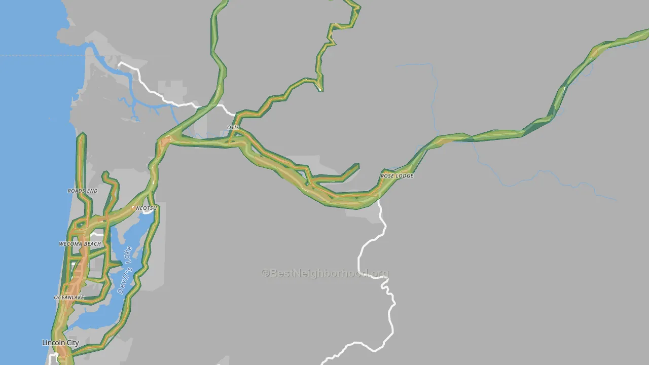 97368, OR Map of Noise Levels in 97368