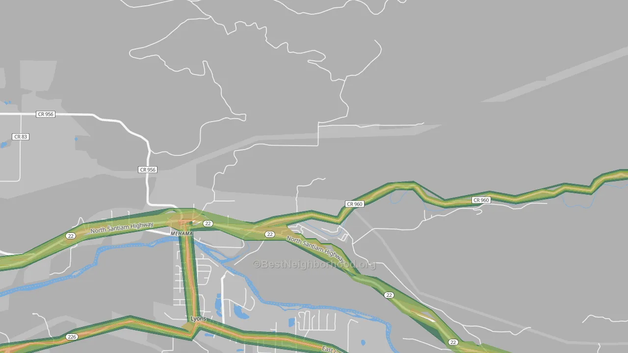 97384, OR Map of Noise Levels in 97384