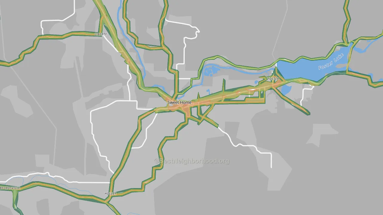 97386, OR Map of Noise Levels in 97386