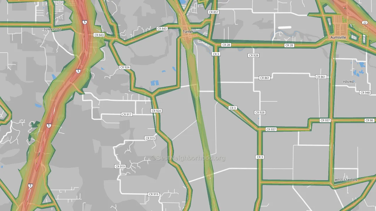 97392, OR Map of Noise Levels in 97392