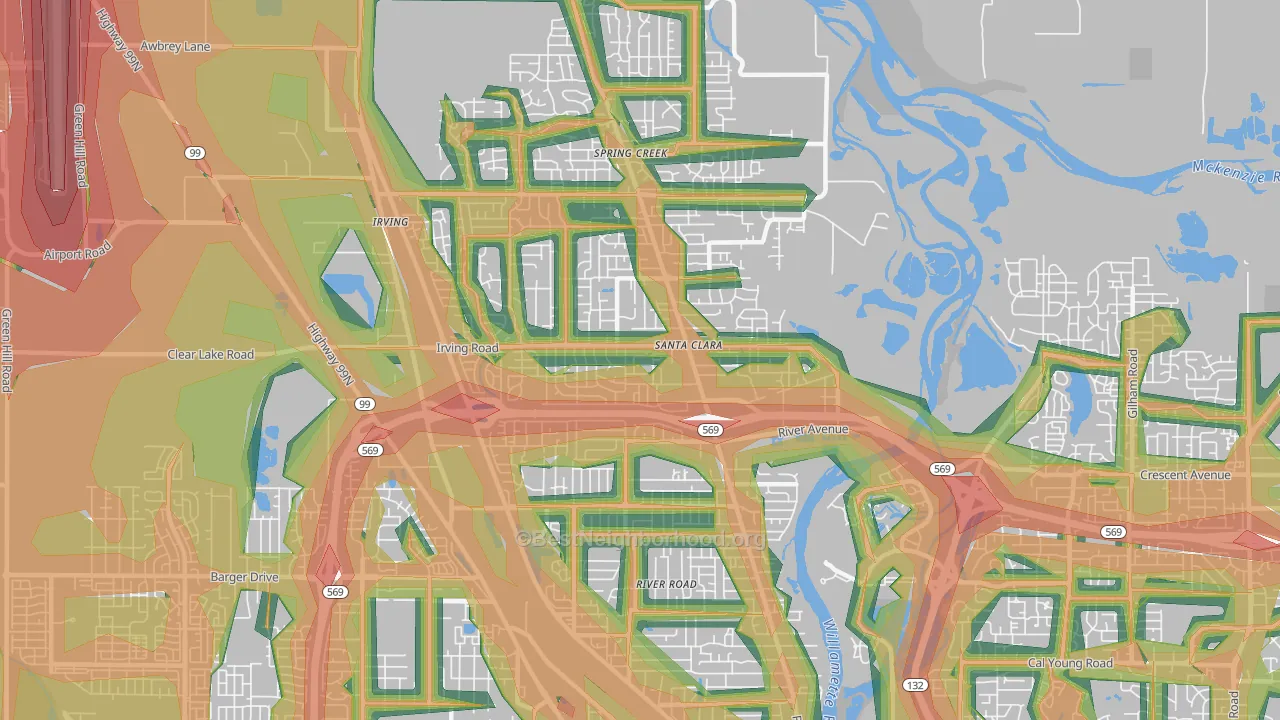 97404, OR Map of Noise Levels in 97404