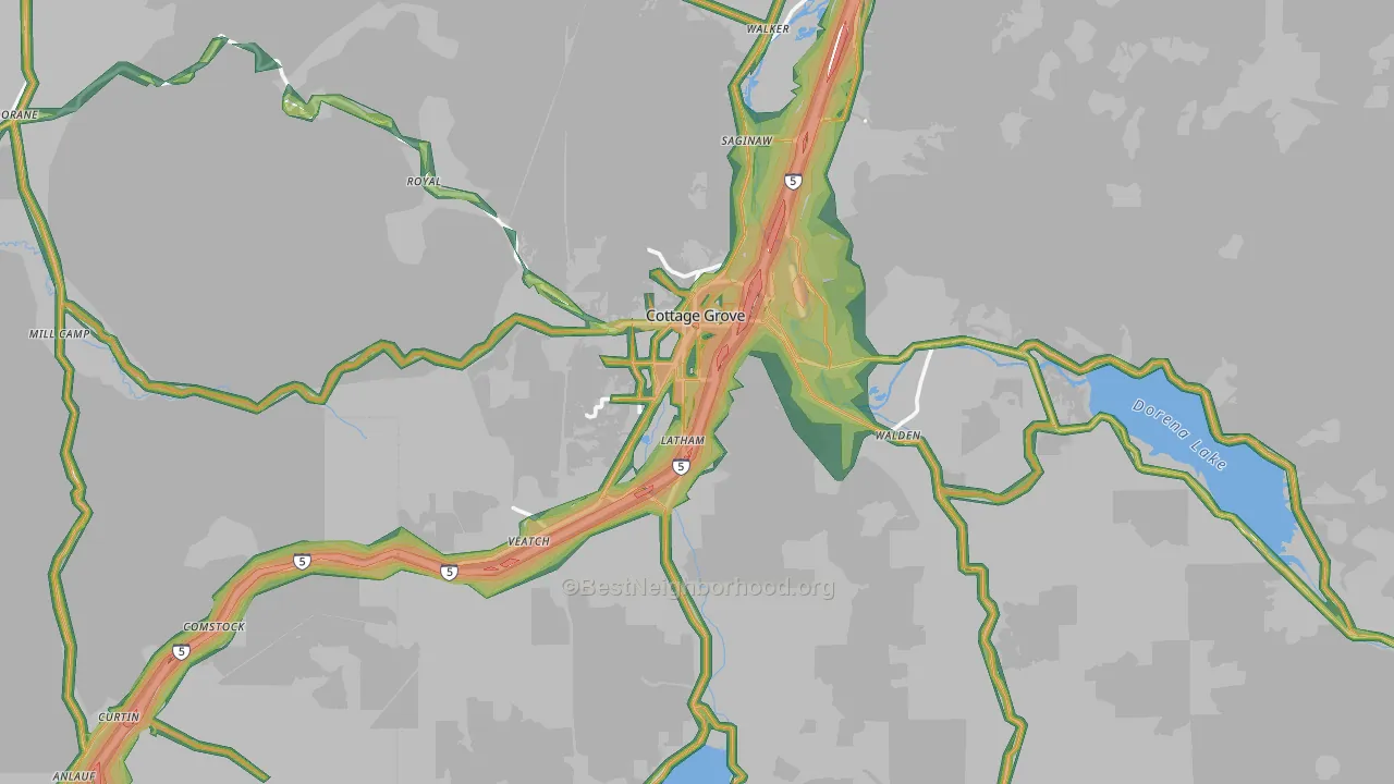 97424, OR Map of Noise Levels in 97424