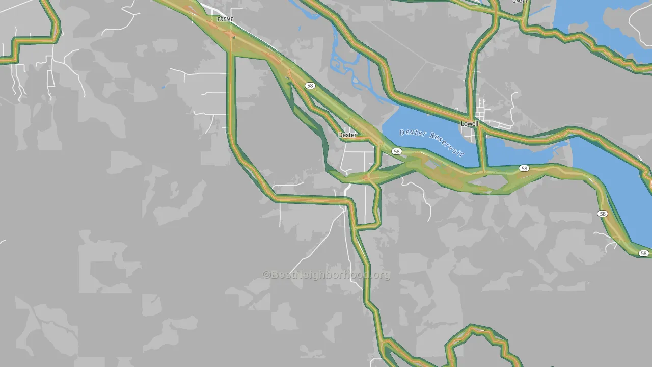 97431, OR Map of Noise Levels in 97431