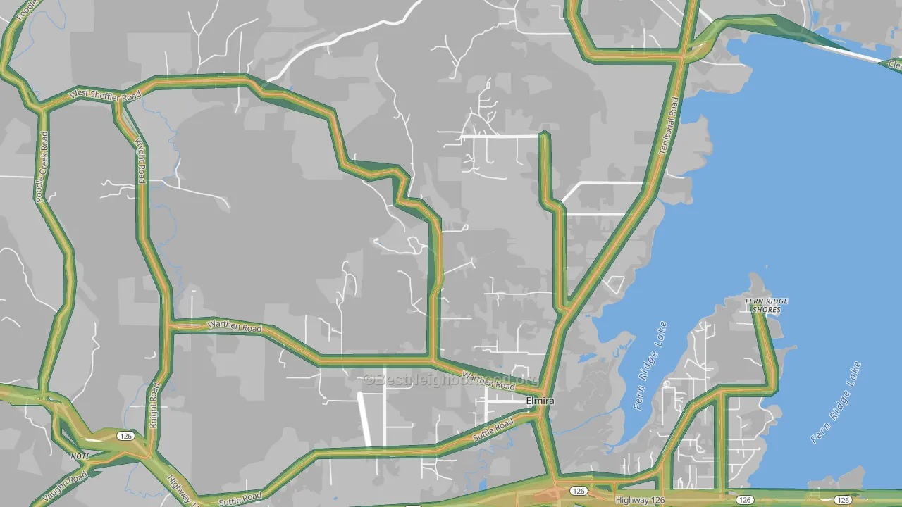 97437, OR Map of Noise Levels in 97437