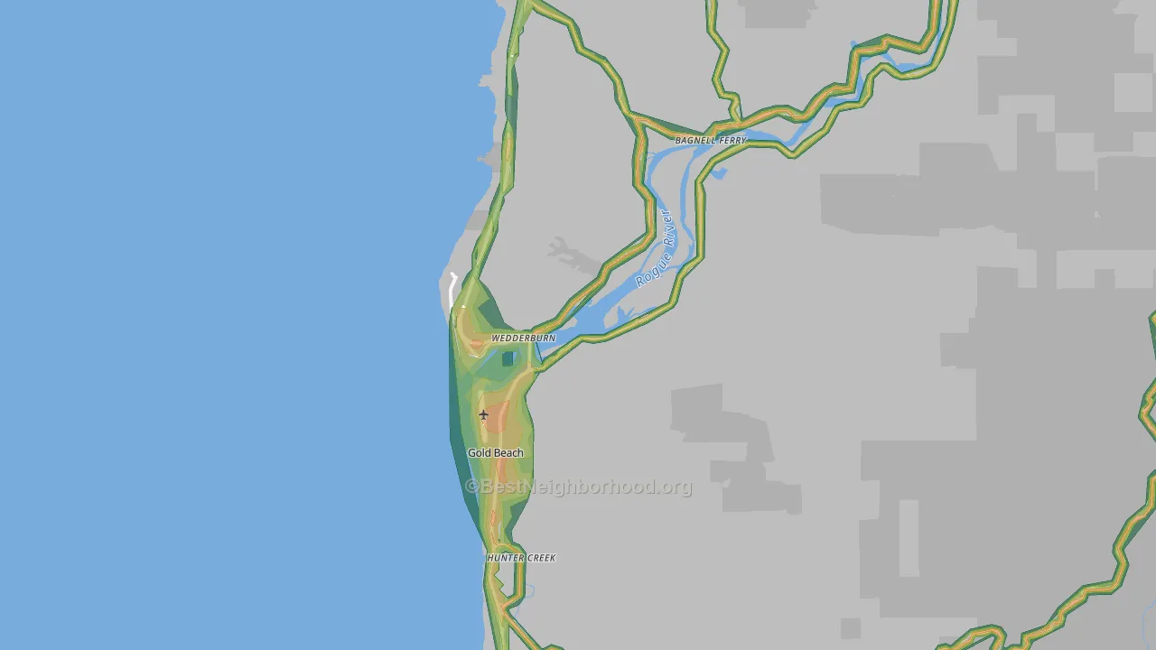 97444, OR Map of Noise Levels in 97444