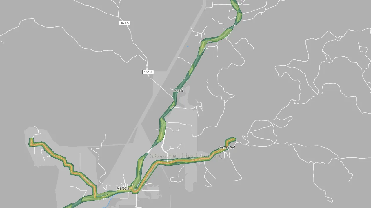 97454, OR Map of Noise Levels in 97454