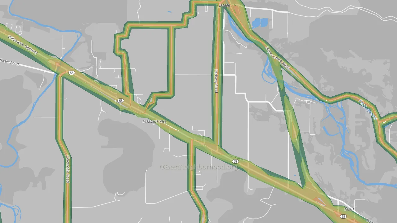 97455, OR Map of Noise Levels in 97455