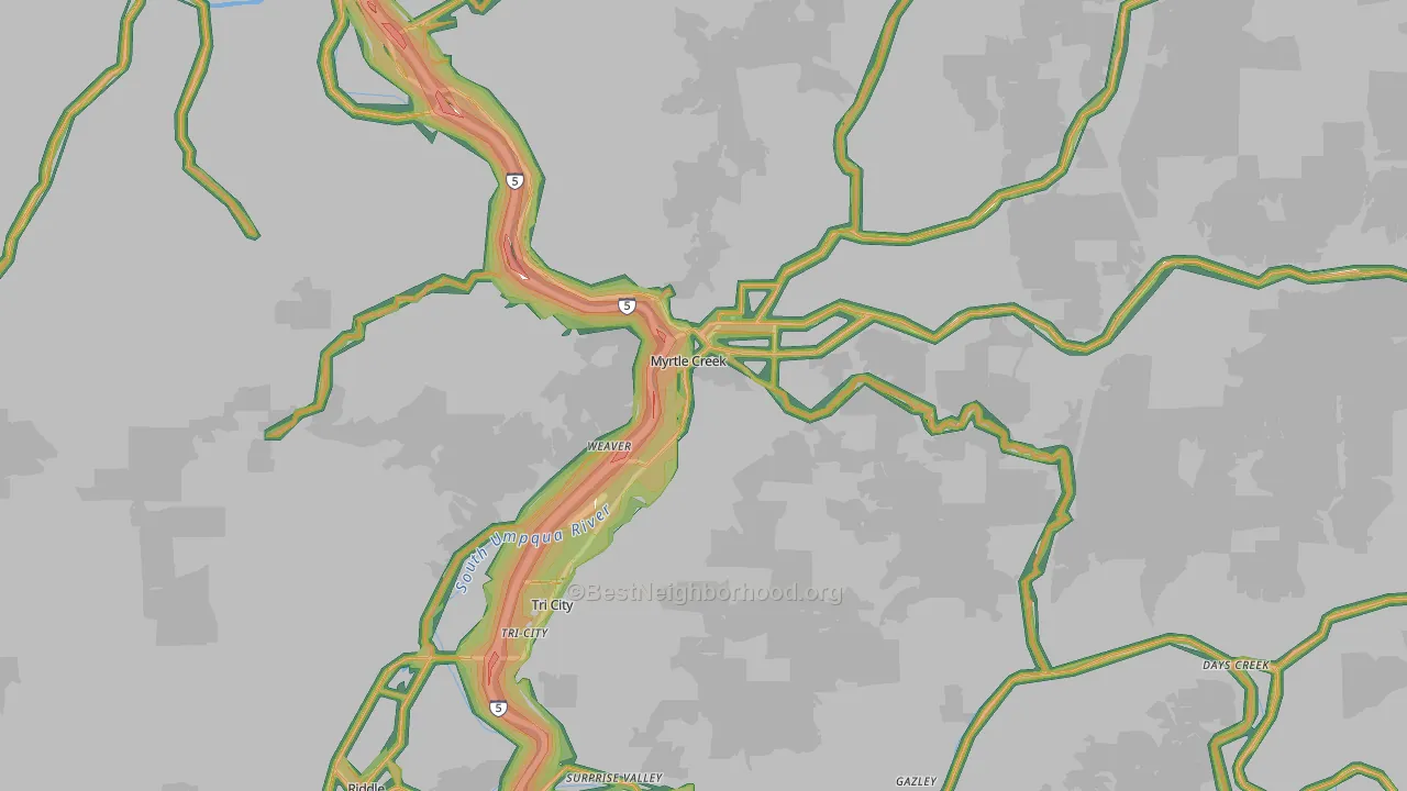 97457, OR Map of Noise Levels in 97457