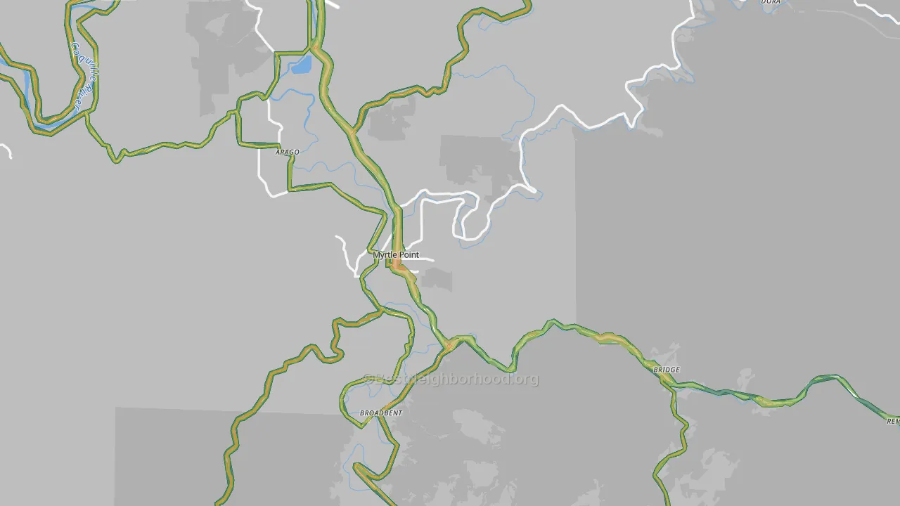 97458, OR Map of Noise Levels in 97458