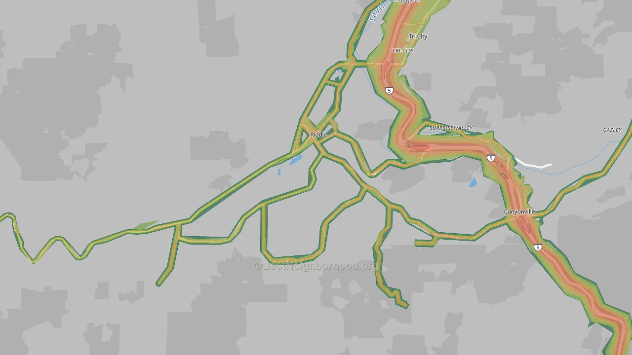 97469, OR Map of Noise Levels in 97469