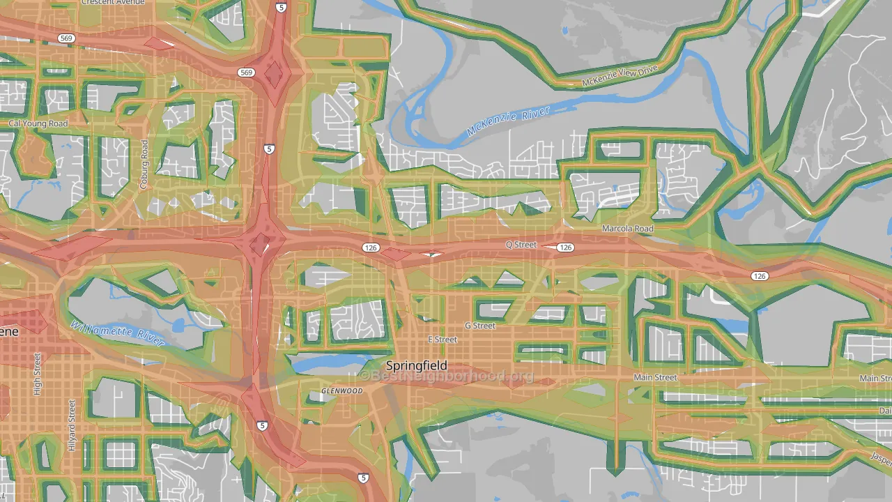 97477, OR Map of Noise Levels in 97477