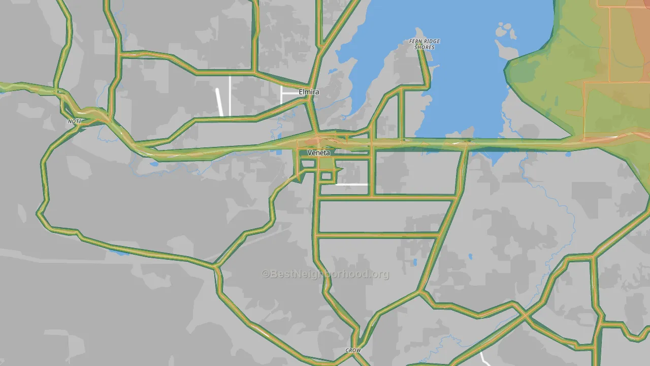 97487, OR Map of Noise Levels in 97487