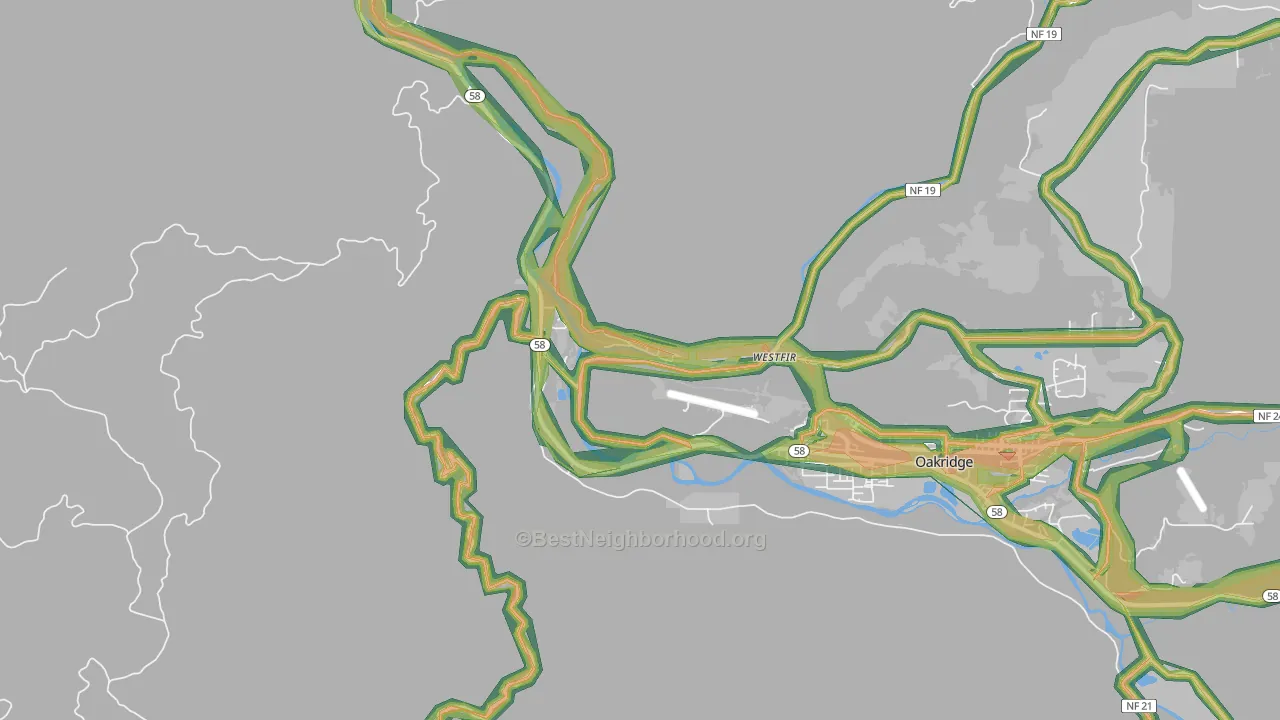 97492, OR Map of Noise Levels in 97492