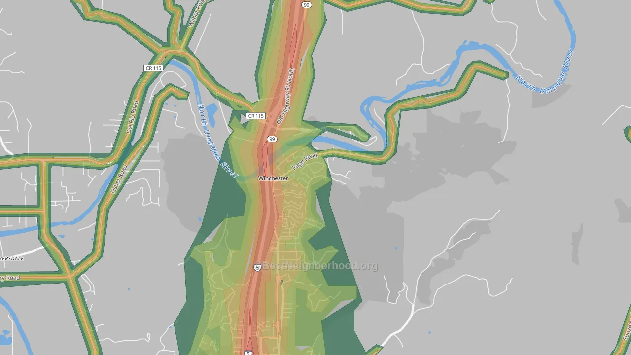 97495, OR Map of Noise Levels in 97495