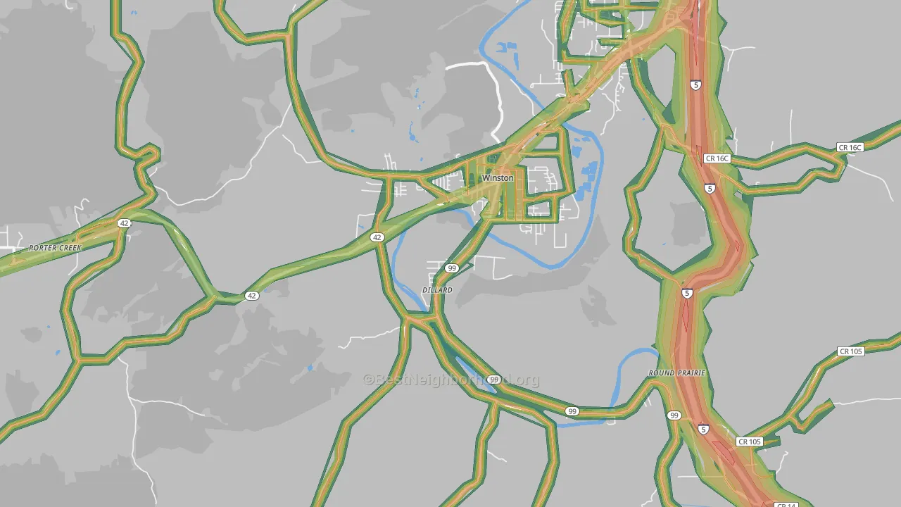 97496, OR Map of Noise Levels in 97496