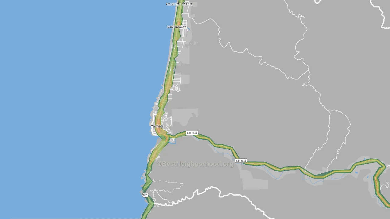 97498, OR Map of Noise Levels in 97498