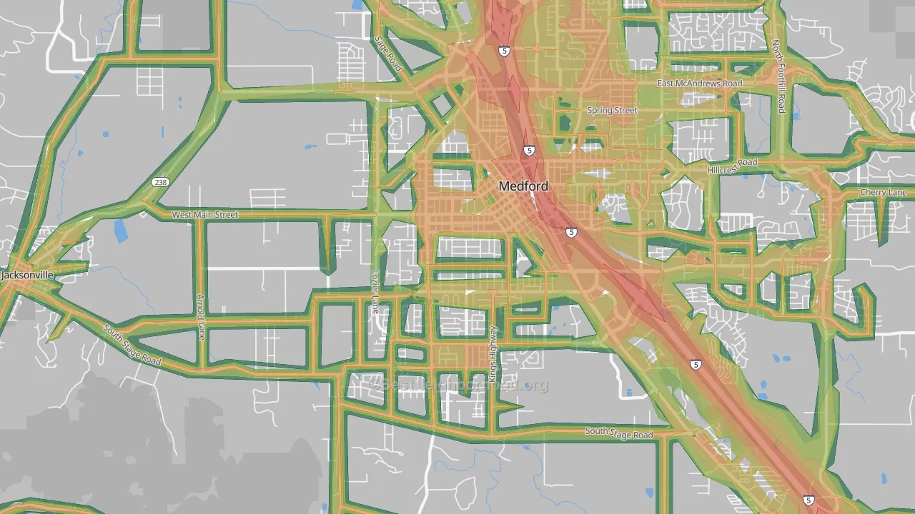 97501, OR Map of Noise Levels in 97501