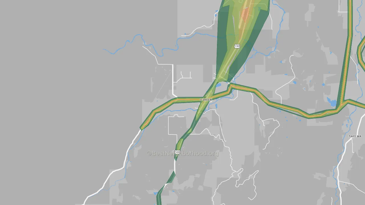 97534, OR Map of Noise Levels in 97534