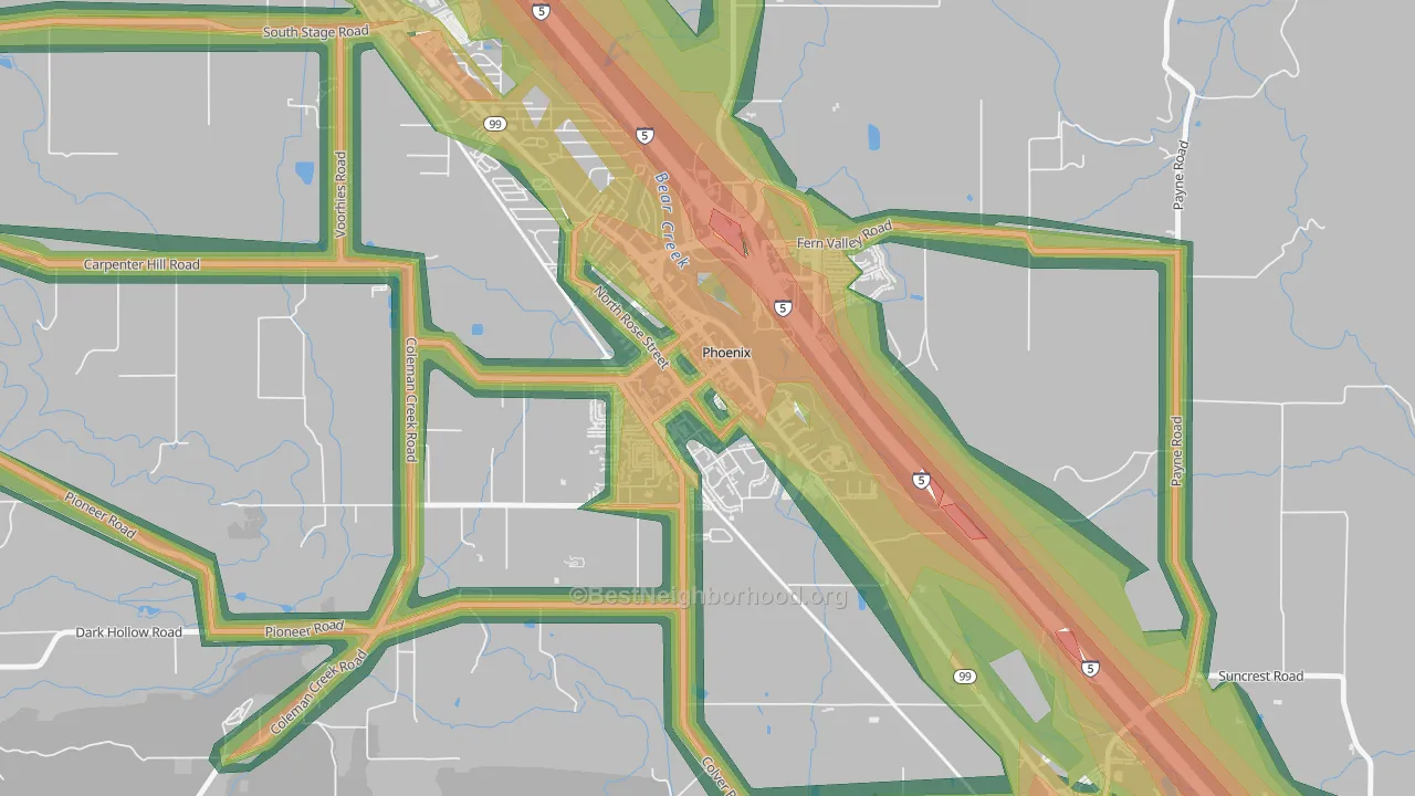 97535, OR Map of Noise Levels in 97535
