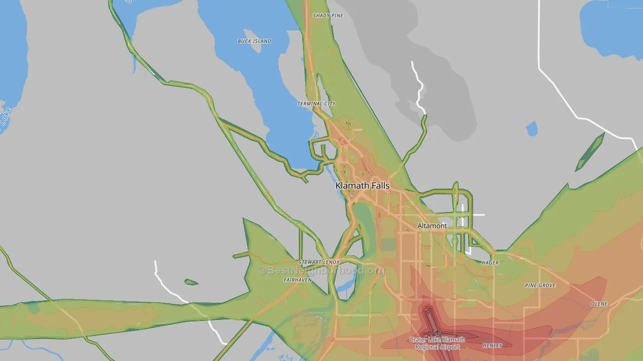 97601, OR Map of Noise Levels in 97601