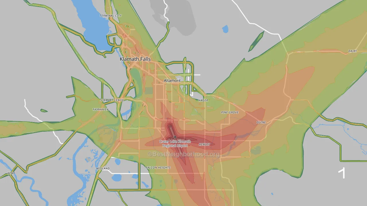 97603, OR Map of Noise Levels in 97603