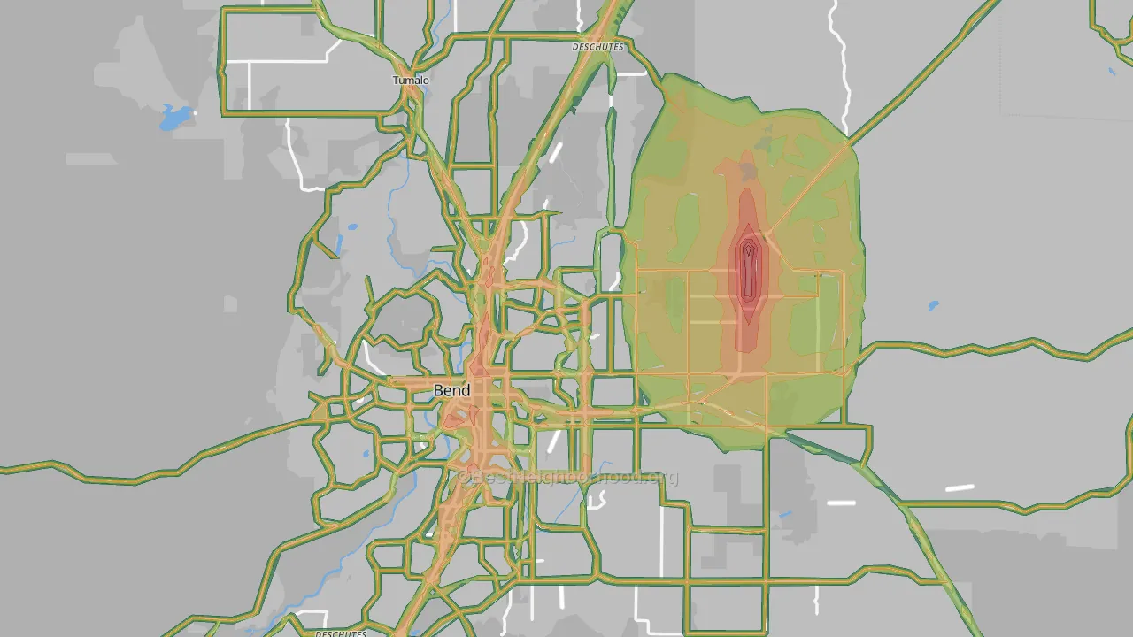 97701, OR Map of Noise Levels in 97701