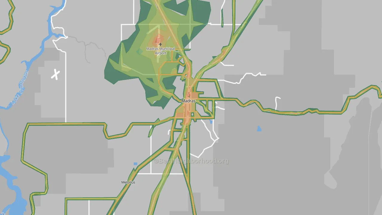 97741, OR Map of Noise Levels in 97741