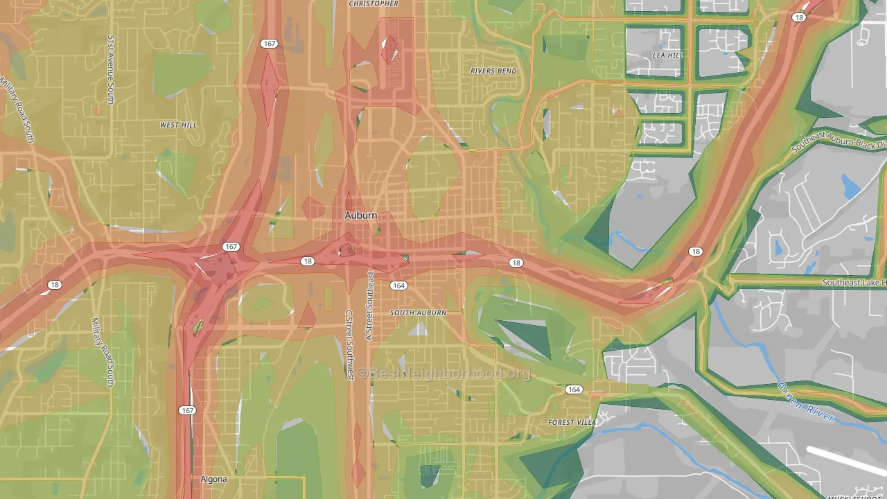 98002, WA Map of Noise Levels in 98002