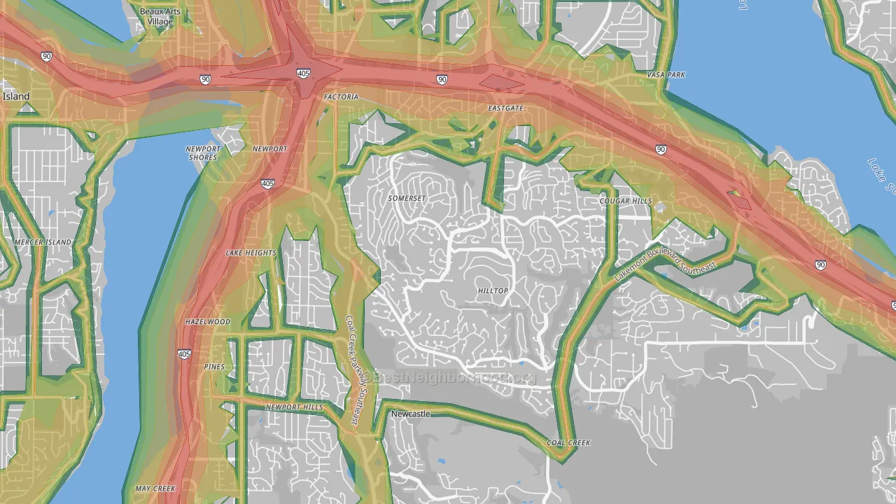 98006, WA Map of Noise Levels in 98006