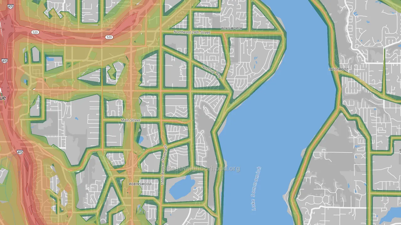 98008, WA Map of Noise Levels in 98008