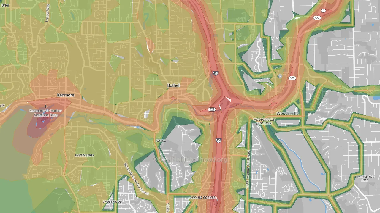 98011, WA Map of Noise Levels in 98011