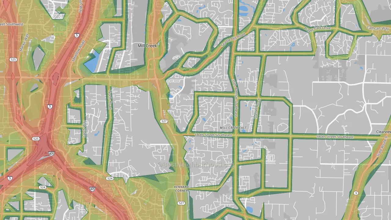 98012, WA Map of Noise Levels in 98012