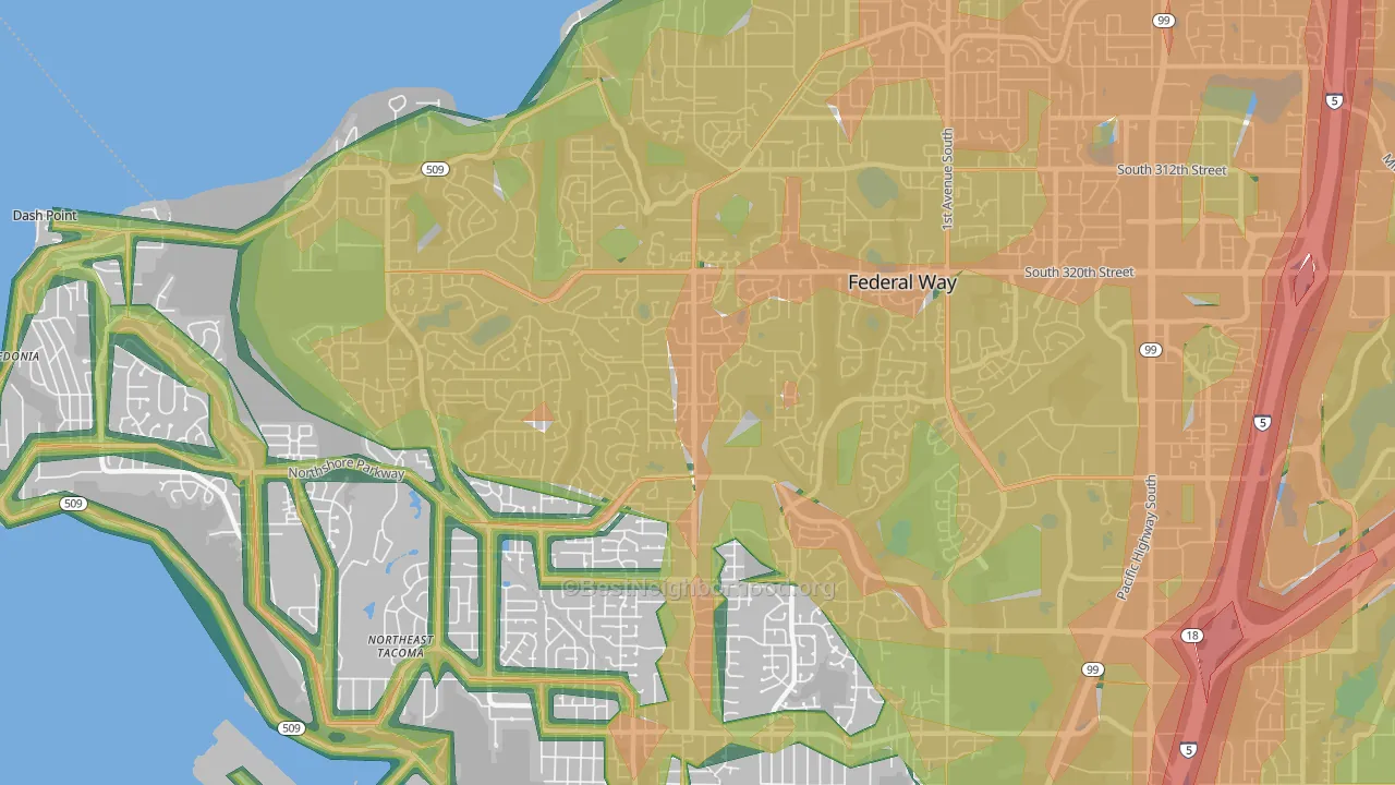 98023, WA Map of Noise Levels in 98023