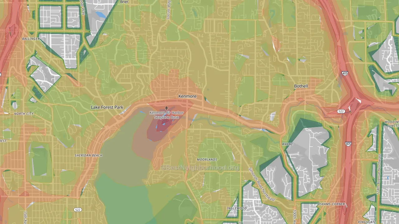 98028, WA Map of Noise Levels in 98028