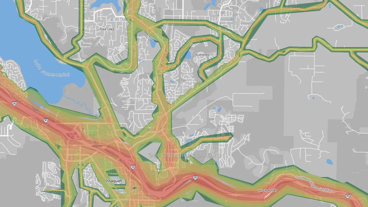 98029, WA Map of Noise Levels in 98029