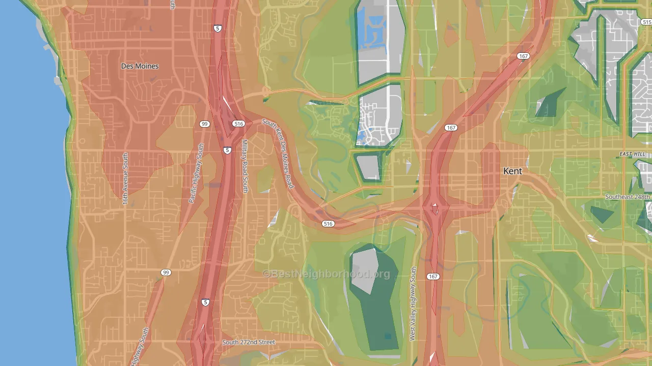 98032, WA Map of Noise Levels in 98032