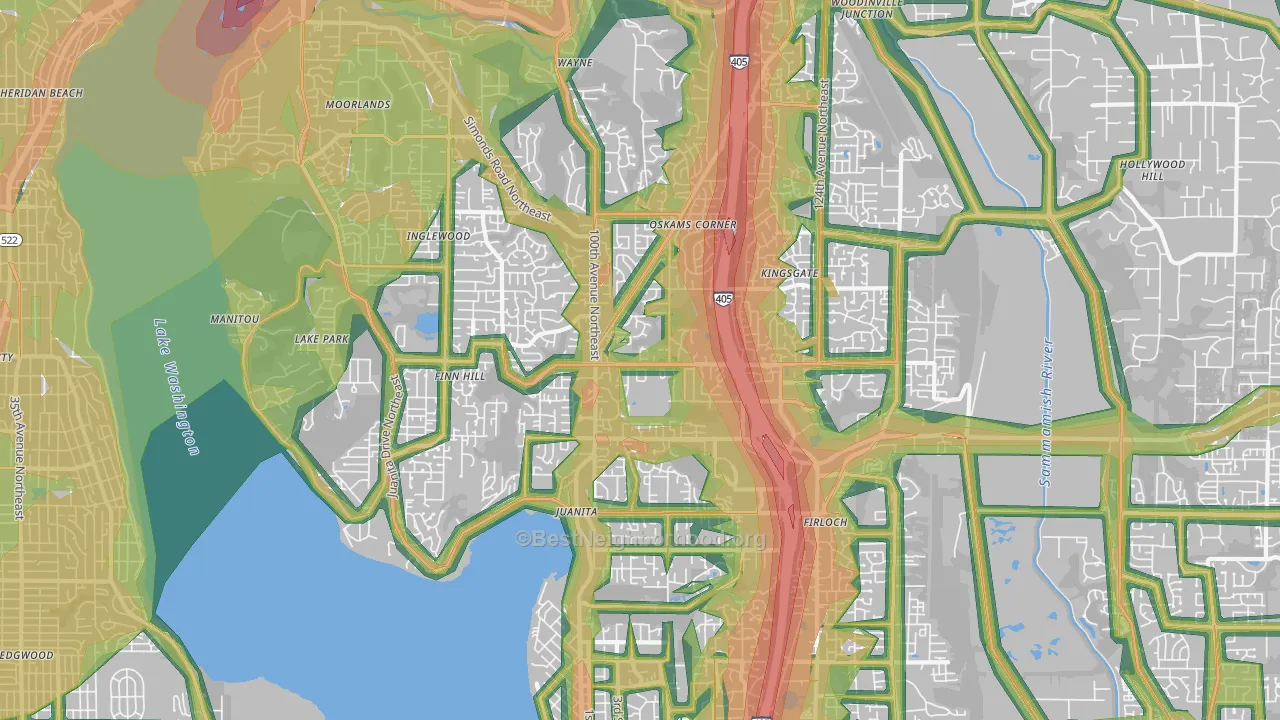 98034, WA Map of Noise Levels in 98034