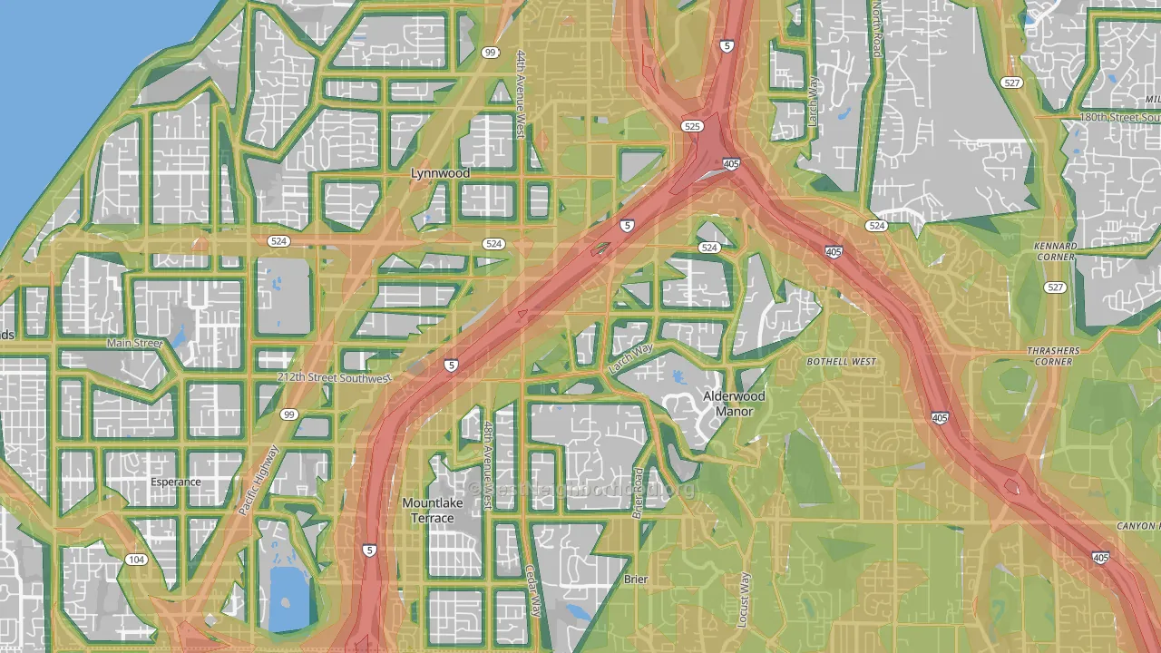 98036, WA Map of Noise Levels in 98036