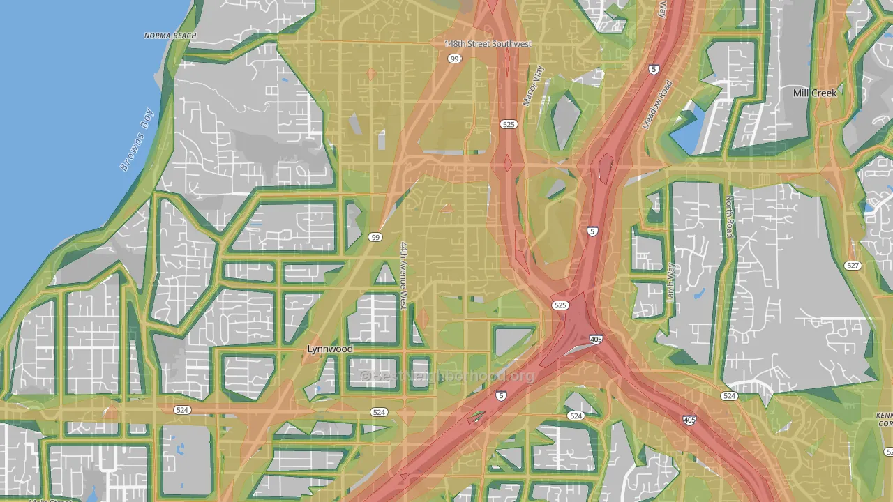 98037, WA Map of Noise Levels in 98037