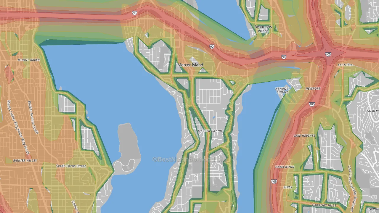 98040, WA Map of Noise Levels in 98040