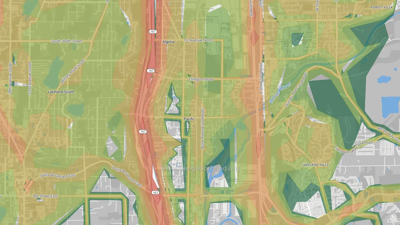 98047, WA Map of Noise Levels in 98047