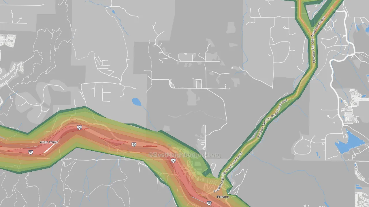 98050, WA Map of Noise Levels in 98050