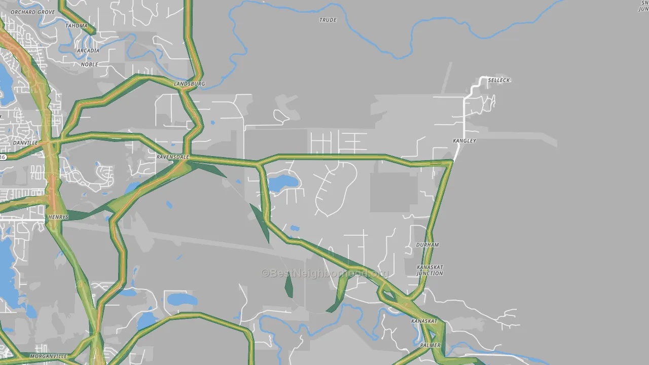98051, WA Map of Noise Levels in 98051