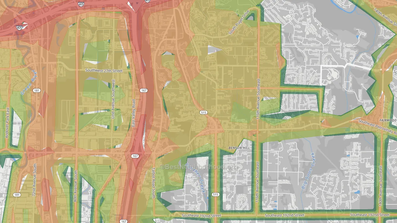 98055, WA Map of Noise Levels in 98055