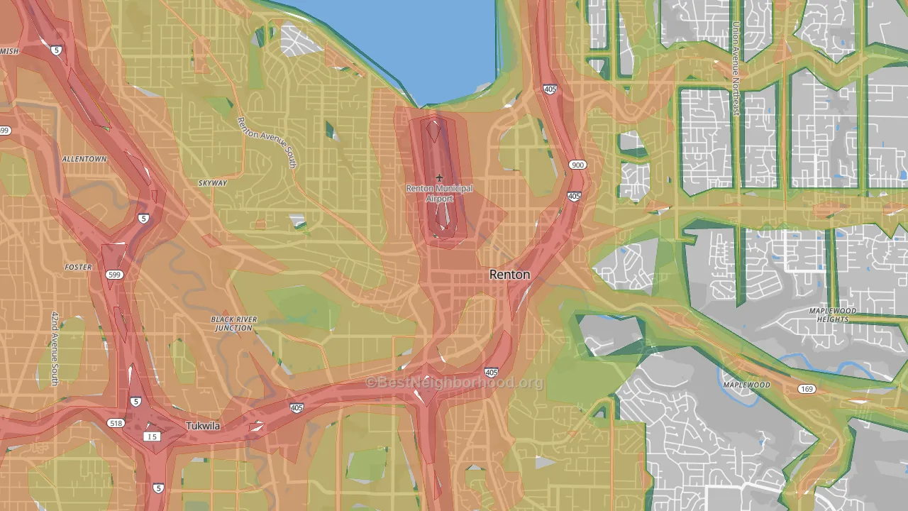 98057, WA Map of Noise Levels in 98057