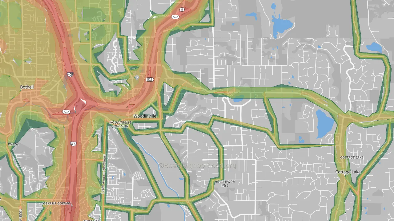 98072, WA Map of Noise Levels in 98072