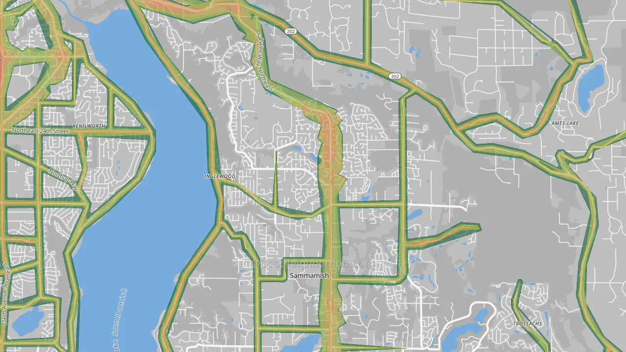 98074, WA Map of Noise Levels in 98074